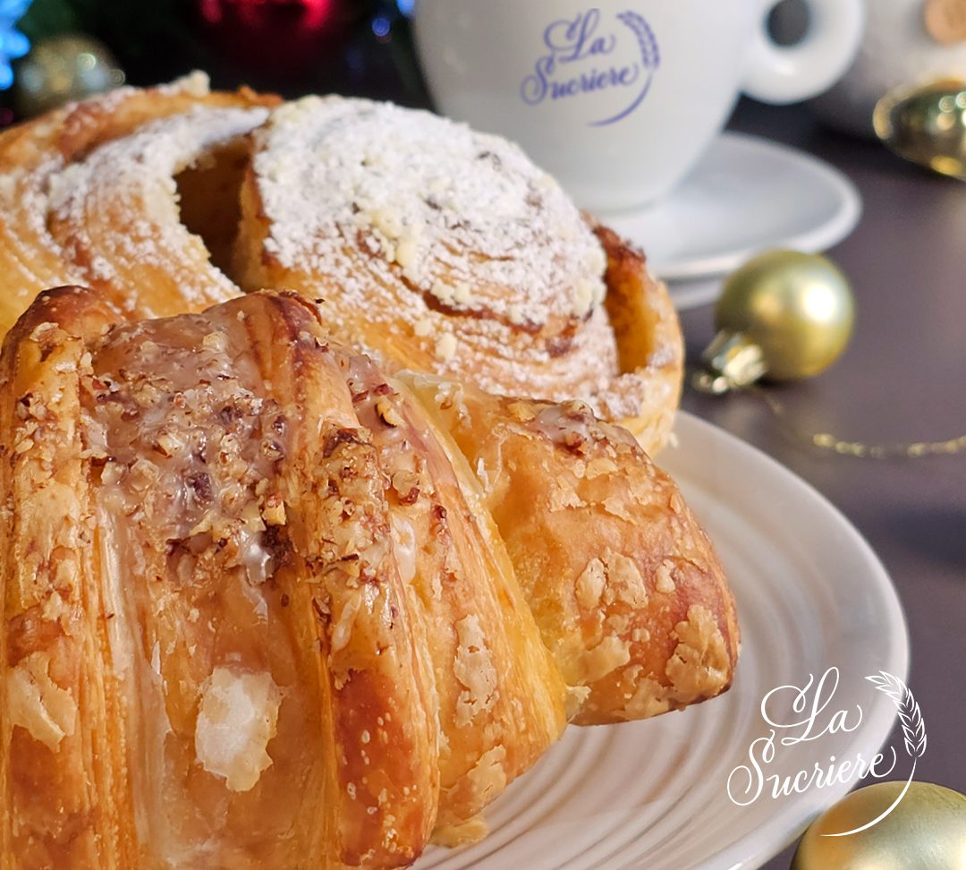 Almond pastries and a cappuccino at La Sucrière boulangerie