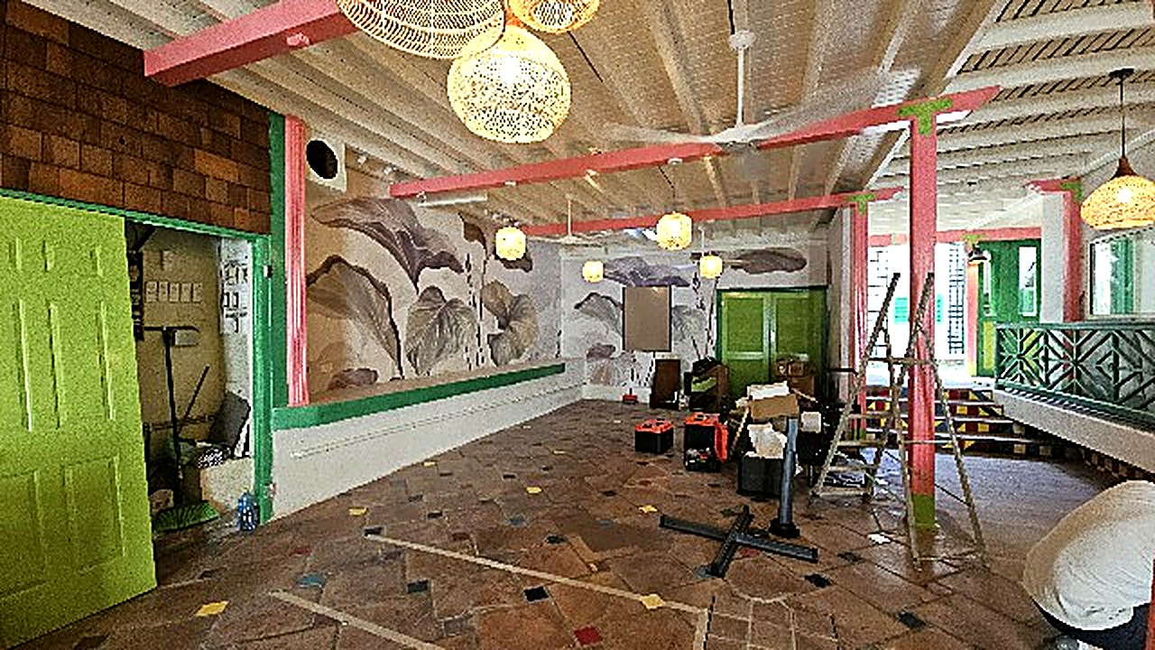 Inside the La Sucriere Philipsburg maison, with exposed beams